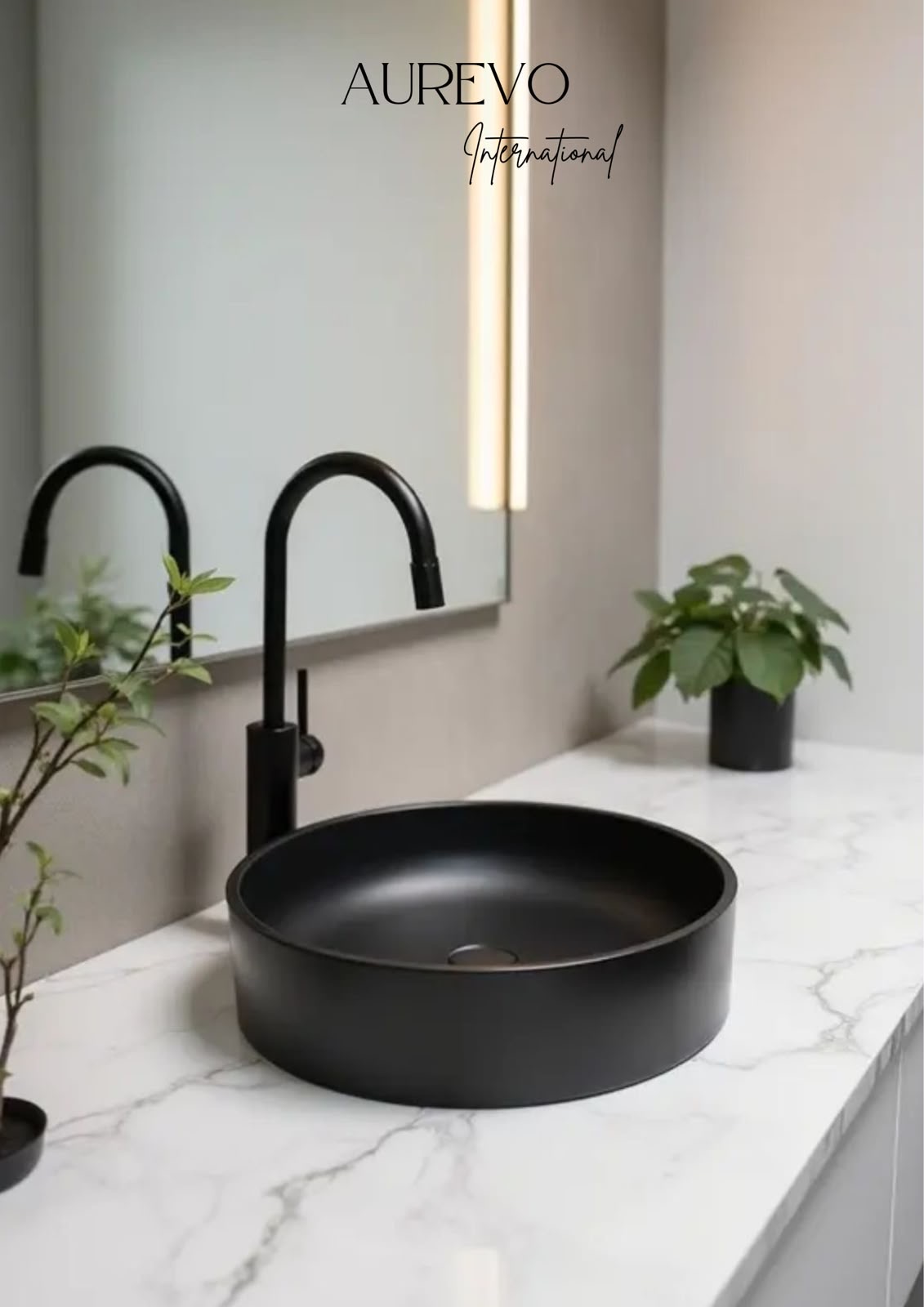 Matte Black Circular Vessel Basin